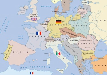 mapa Evropy před 2. světovou válkou